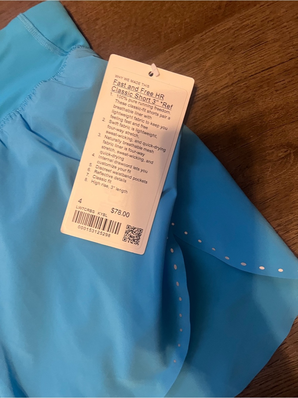 Lululemon Fast and Free shorts in Kelley Blue size 4 NEW - Picture 2 of 2